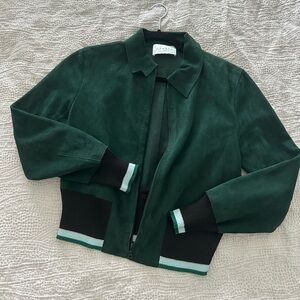 Sandro suede green bomber jacket